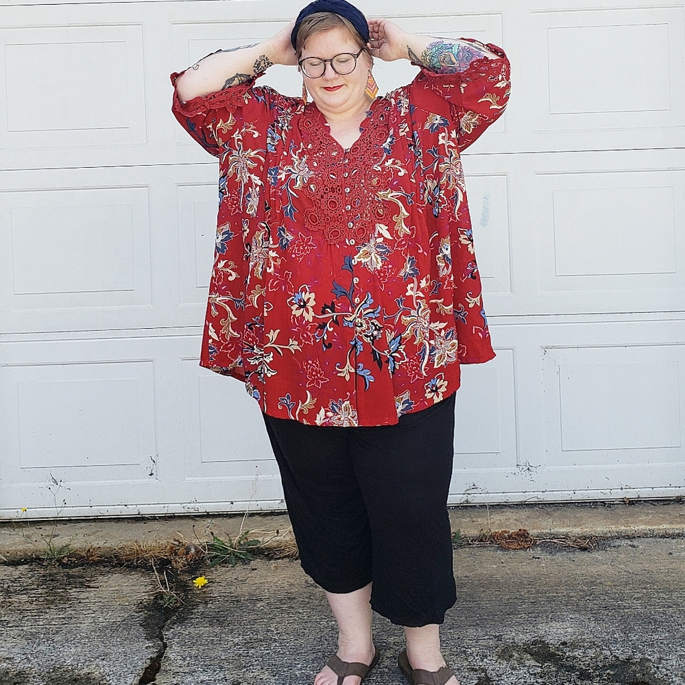 Denim 24/7 red tunic top